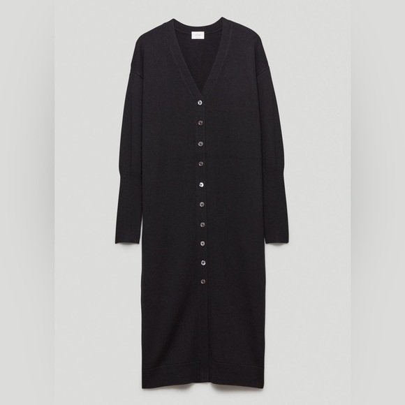 Aritzia Wilfred Utopia Cardigan Sweater Midi Dress V-neck Ribbed Size Medium - Picture 8 of 15
